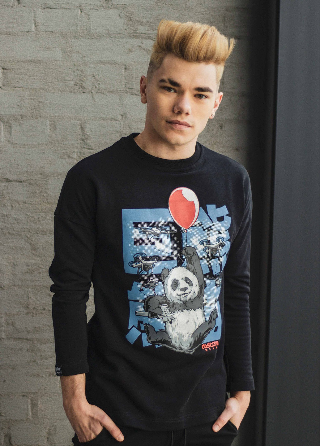 Черный свитшот criminal panda black Custom Wear панда без декора (251879731)