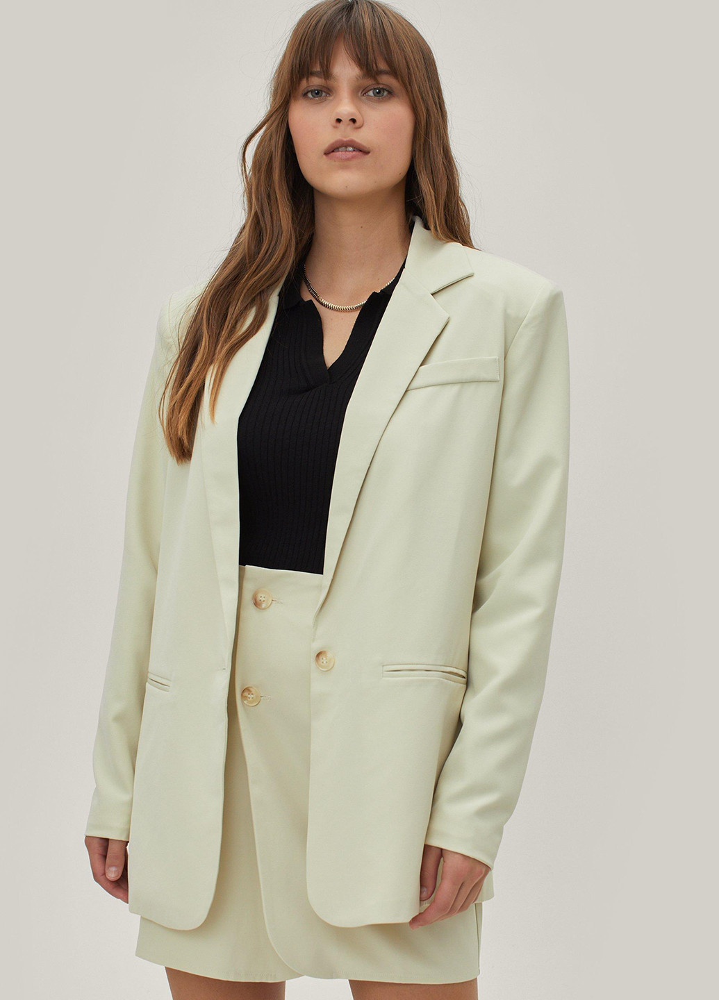 Фисташковый женский жакет Nasty Gal однотонный - демисезонный