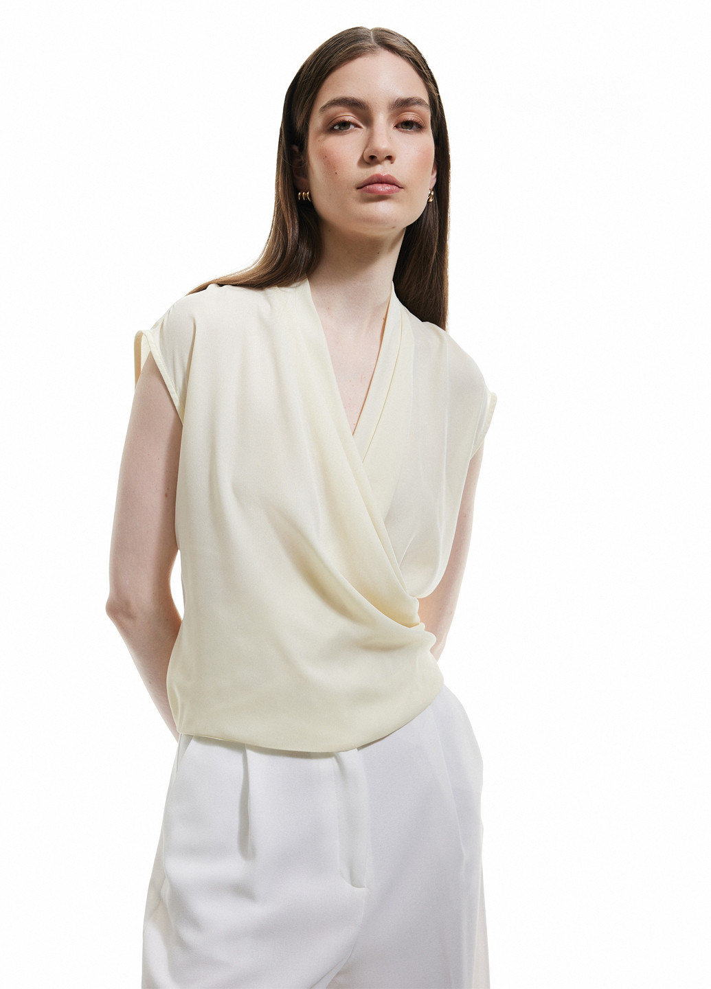 Кремовая блуза на запах KOTON