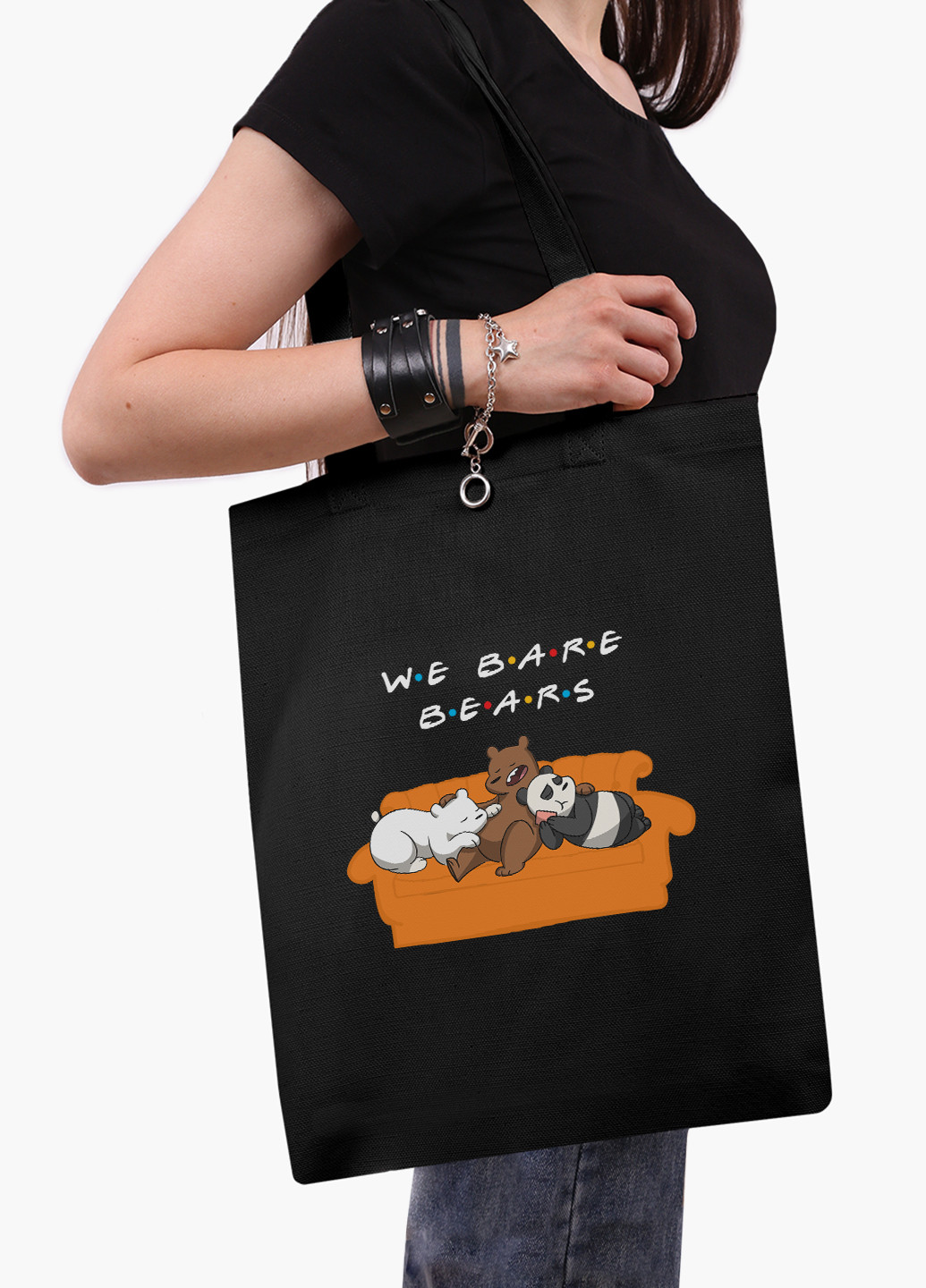 Еко сумка шоппер черная Вся правда о медведях (We Bare Bears) на молнии (9227-2890-BKZ) MobiPrint (236265665)