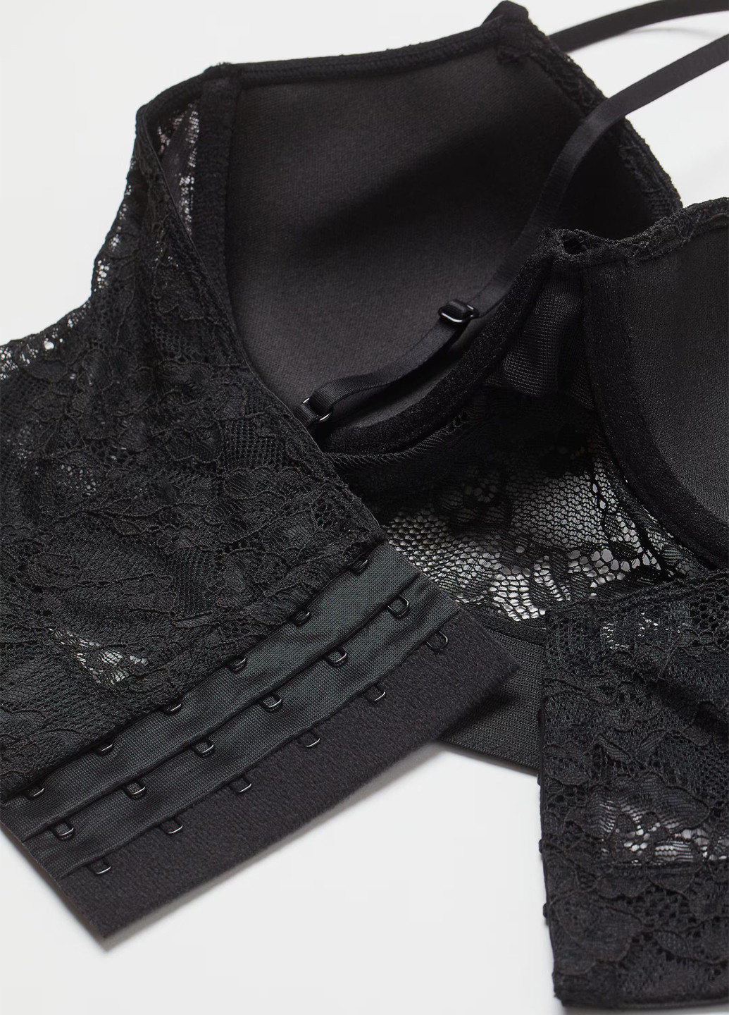 Чёрный бралетт бюстгальтер H&M с косточками полиамид