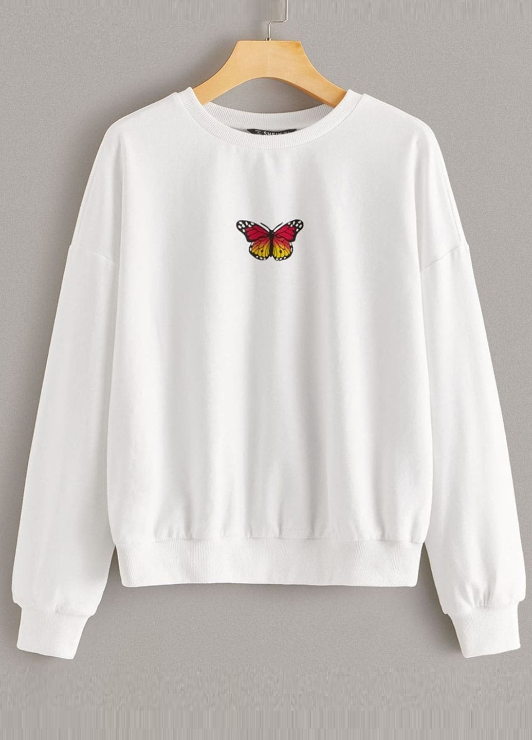 Світшоти SHEIN - Прямий крій метелики білий кежуал бавовна, трикотаж - (253374130)