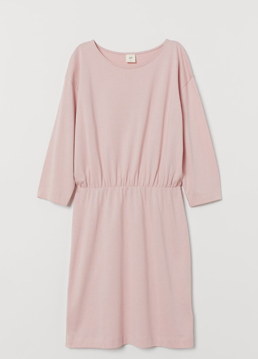 Светло-розовое кэжуал платье из смесового модала H&M однотонное
