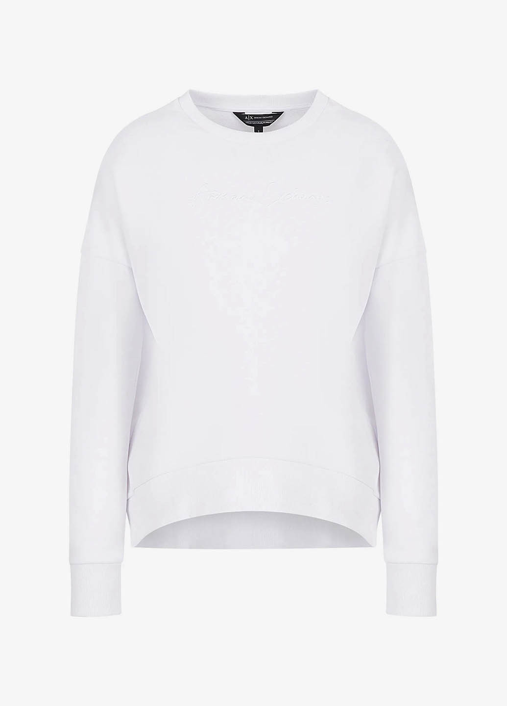 Белый свитшот Armani Exchange однотонный без декора (365688579)