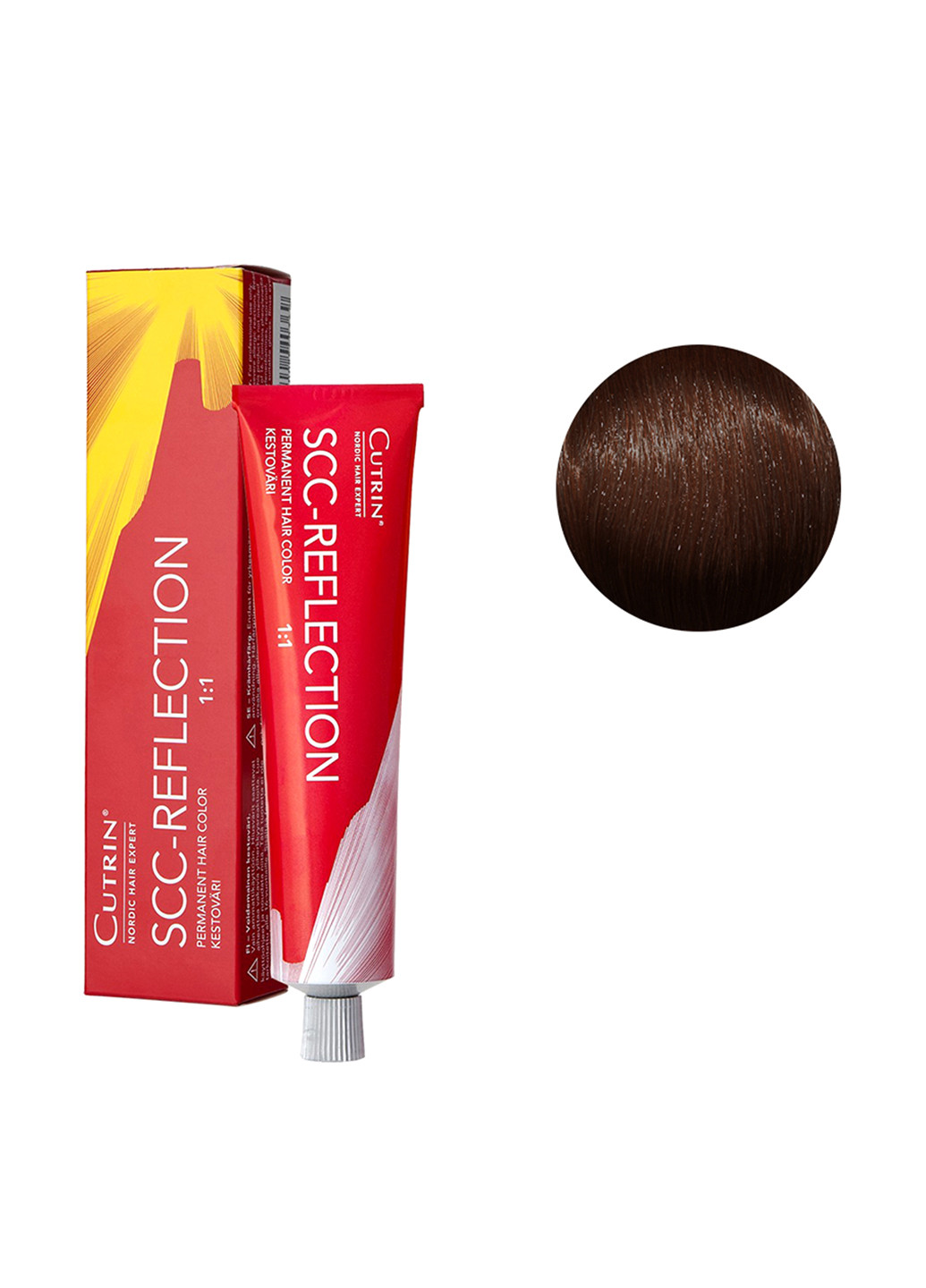 Стійка фарба для волосся СUTRIN SCC 4.3 золотисто-коричневий 60 мл Cutrin червоне