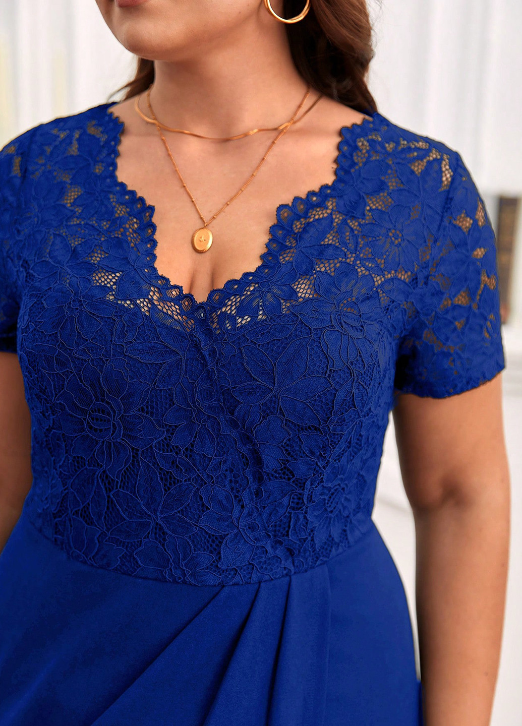 Синя кежуал сукня на запах, силуетна SHEIN однотонна