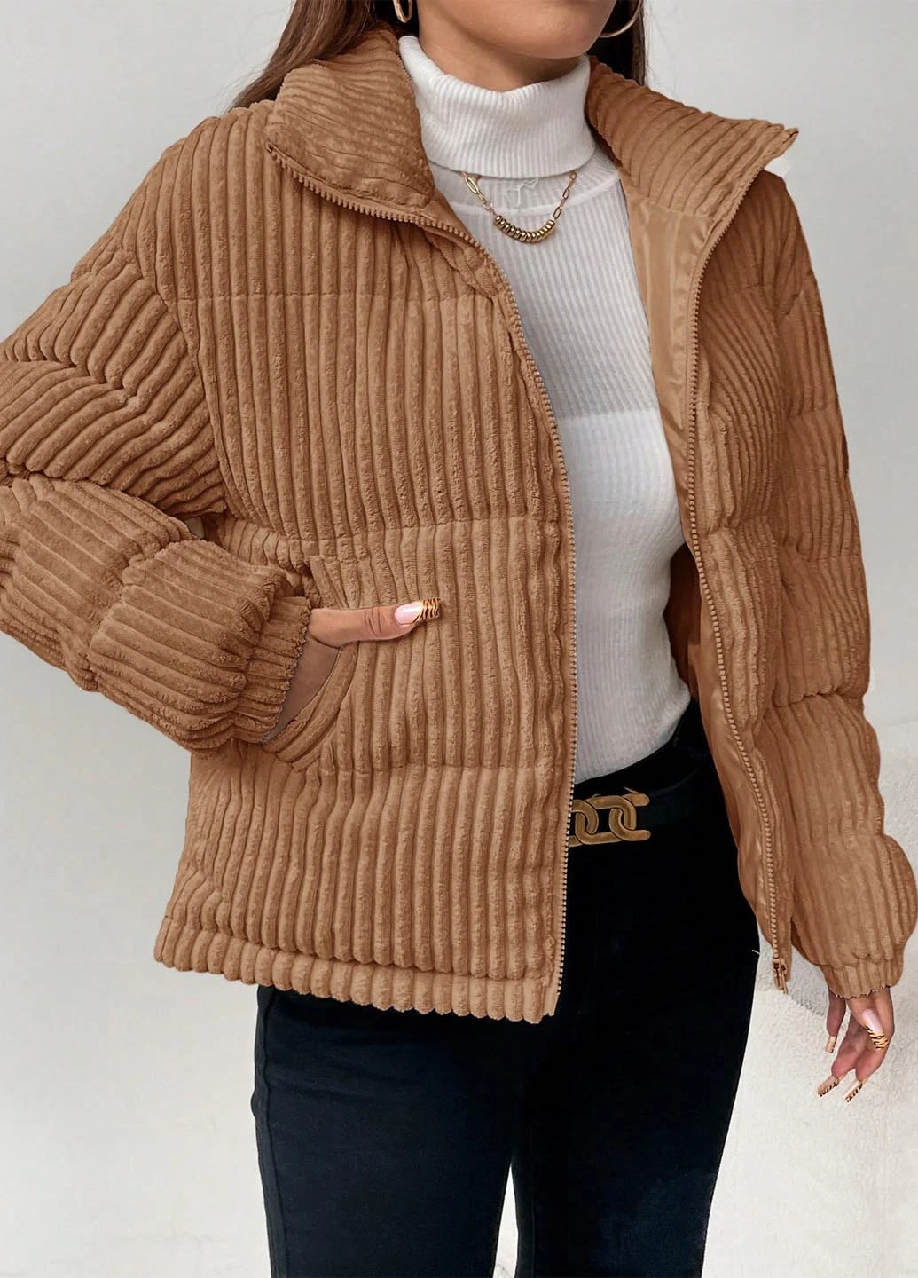 Коричневая зимняя куртка SHEIN