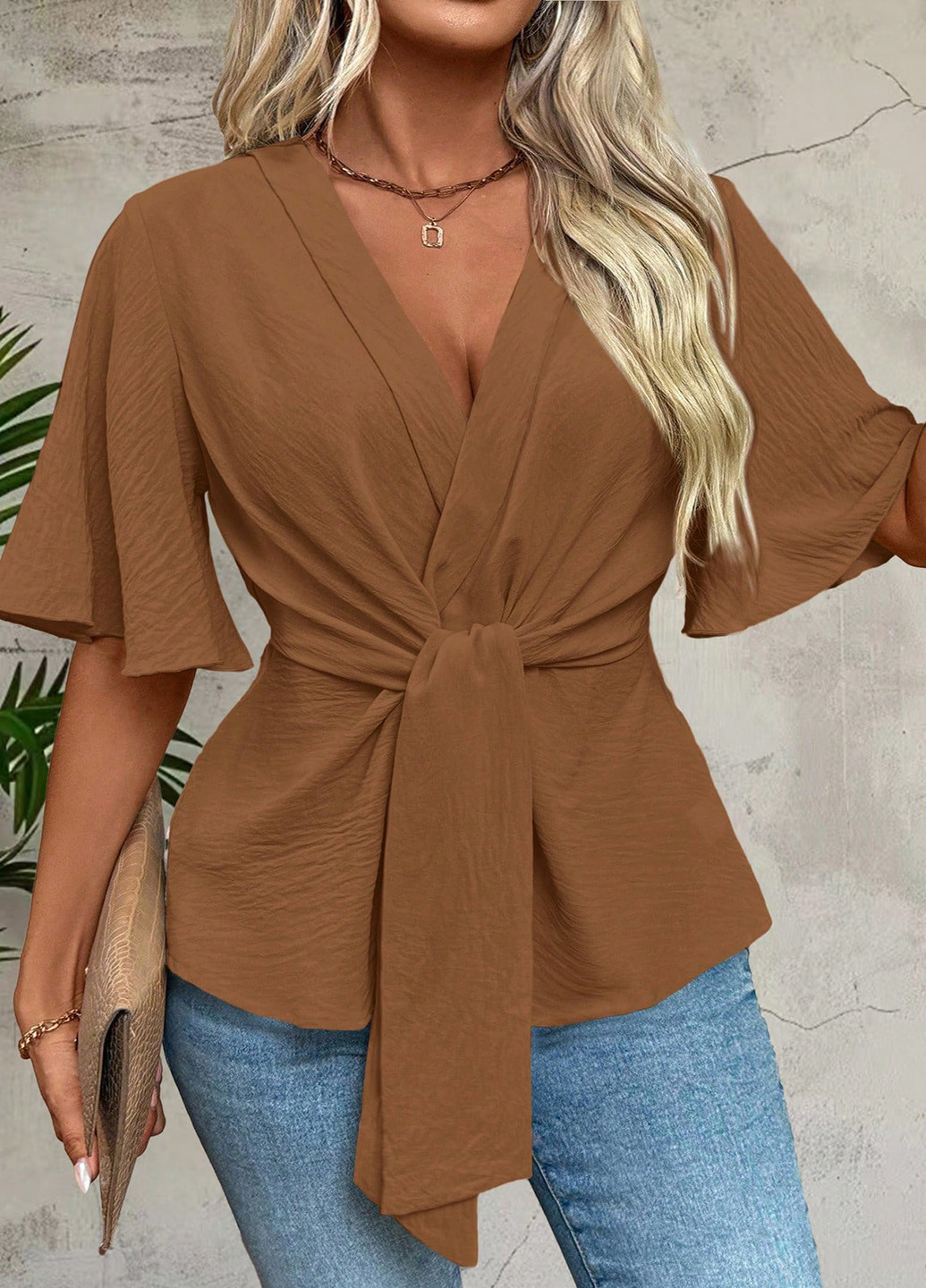 Коричнева блуза SHEIN