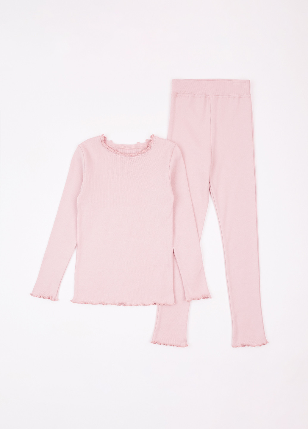 Розовый демисезонный комплект (лонгслив, брюки) Фламинго