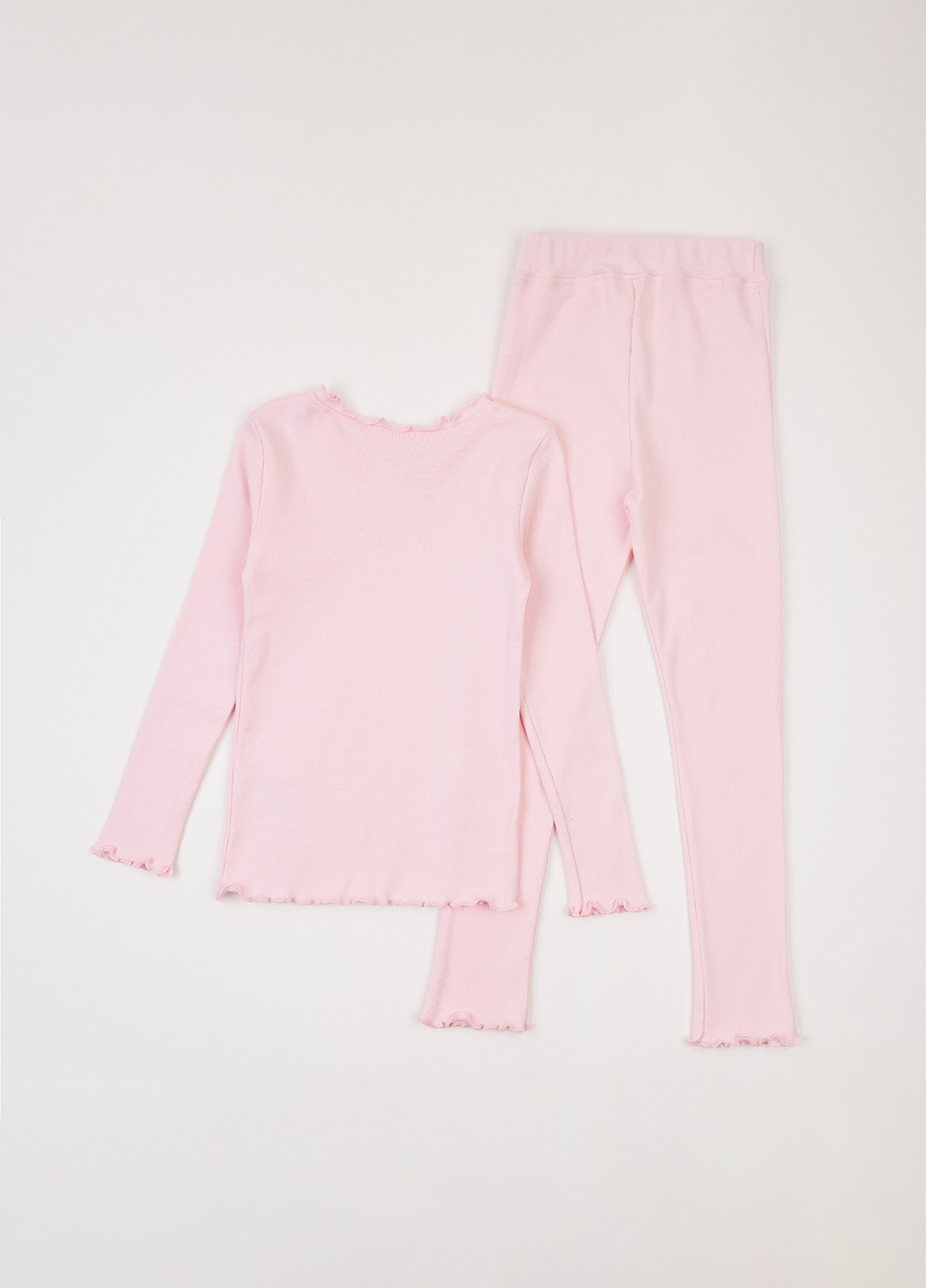 Розовый демисезонный комплект (лонгслив, брюки) Фламинго