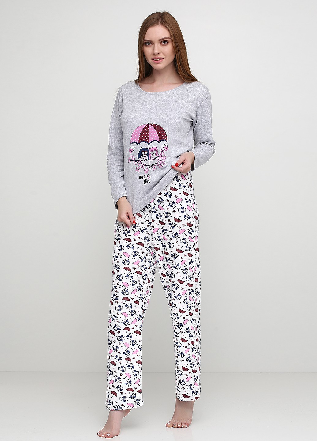 Серая зимняя комплект плотный трикотаж (свитшот, брюки) Good Night Pajama