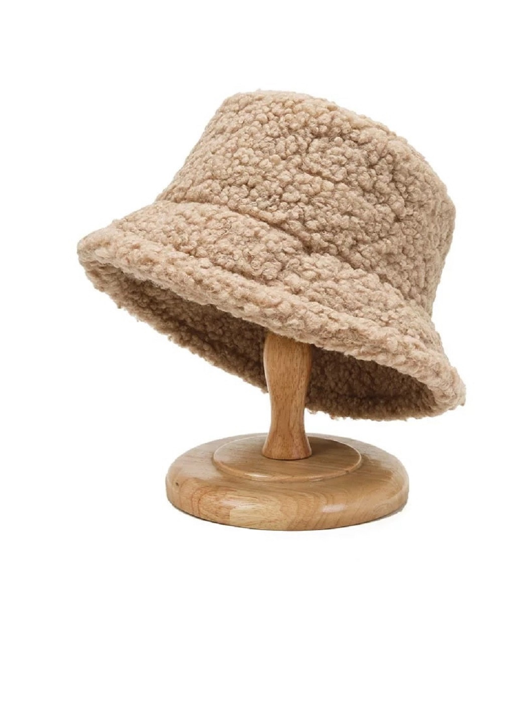 Женская меховая зимняя шапка панама теплая плюшевая пушистая Тедди барашек каракуль Карамельный NoName панама (250515514)