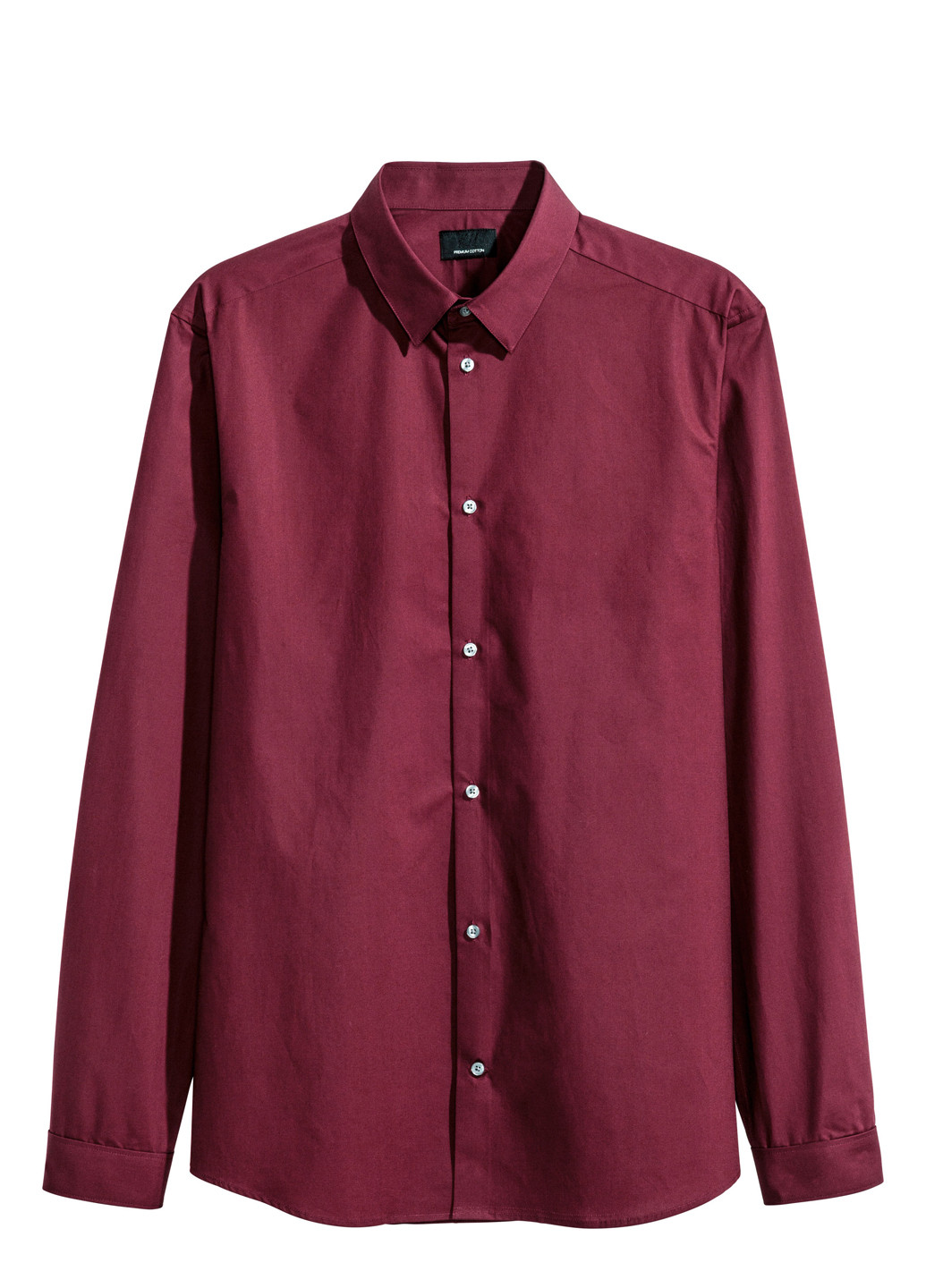 Бордовая кэжуал рубашка однотонная H&M с длинным рукавом