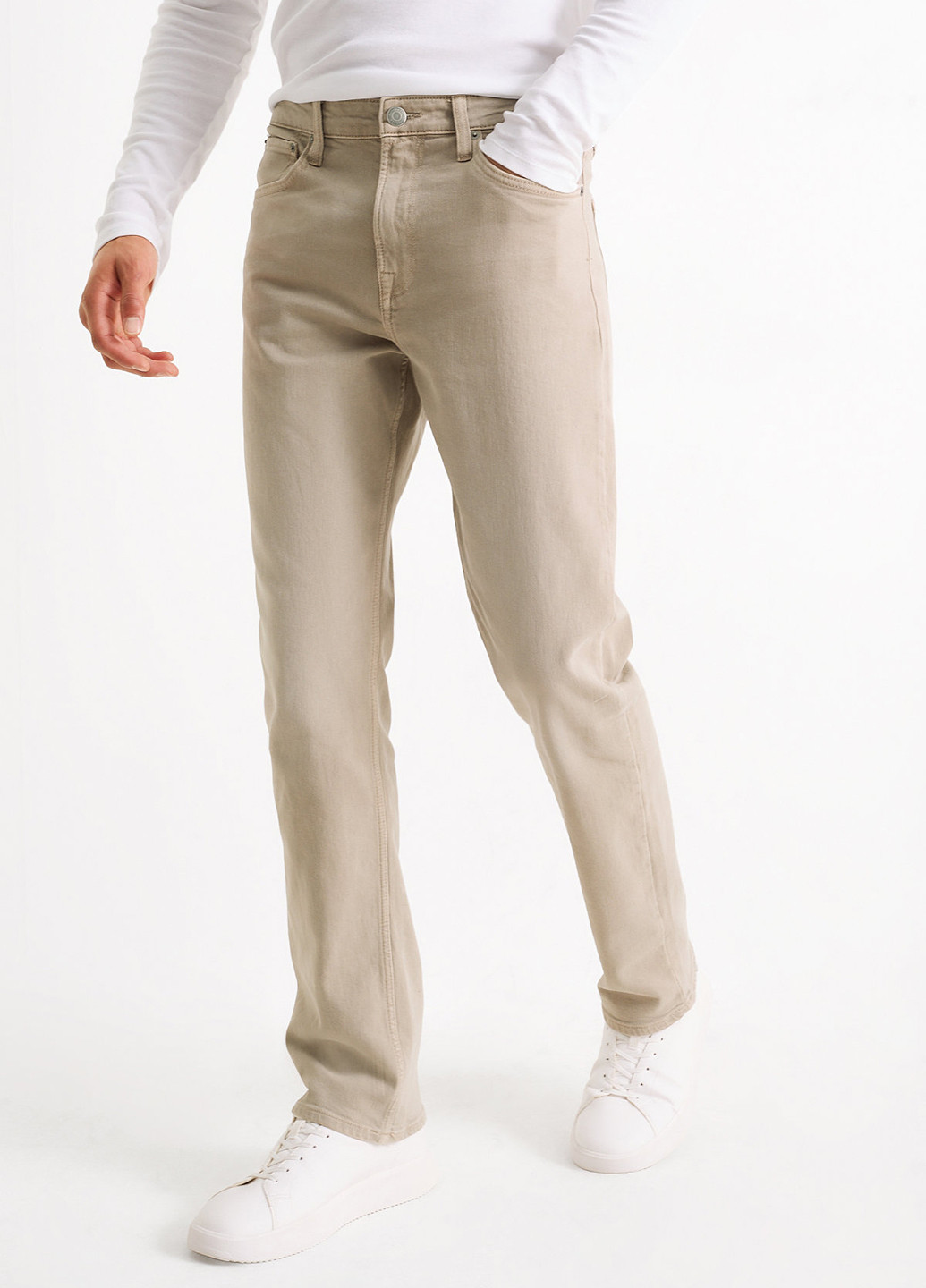 Бежевые демисезонные прямые джинсы C&A