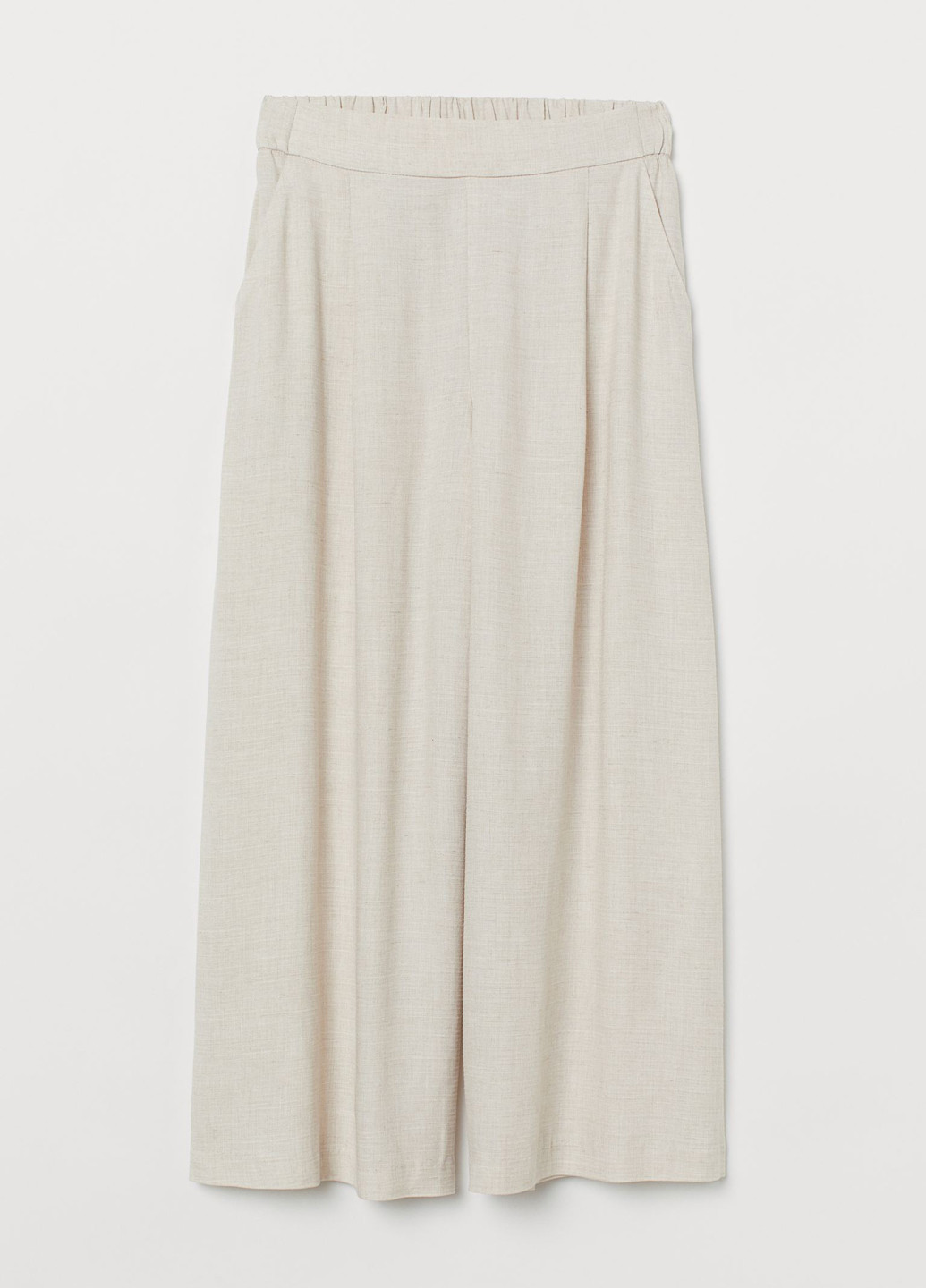 Светло-бежевые кэжуал летние прямые, укороченные, кюлоты брюки H&M