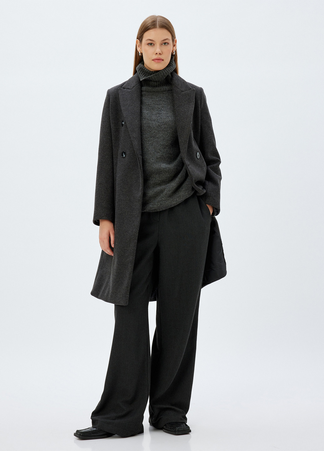 Графітове демісезонне Пальто двобортне KOTON