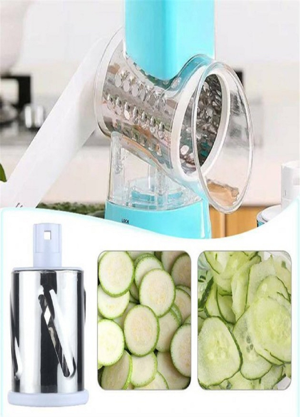 Овочерізка TableTop механічна терка з трьома насадками No Brand (253676604)