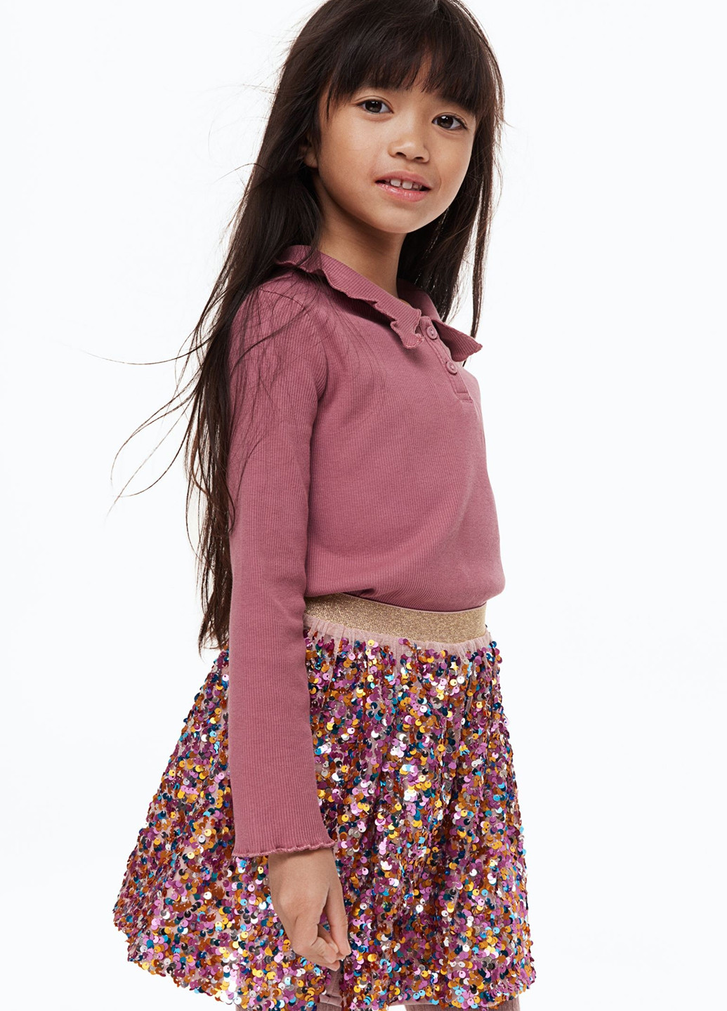 Разноцветная праздничный однотонная юбка H&M клешированная