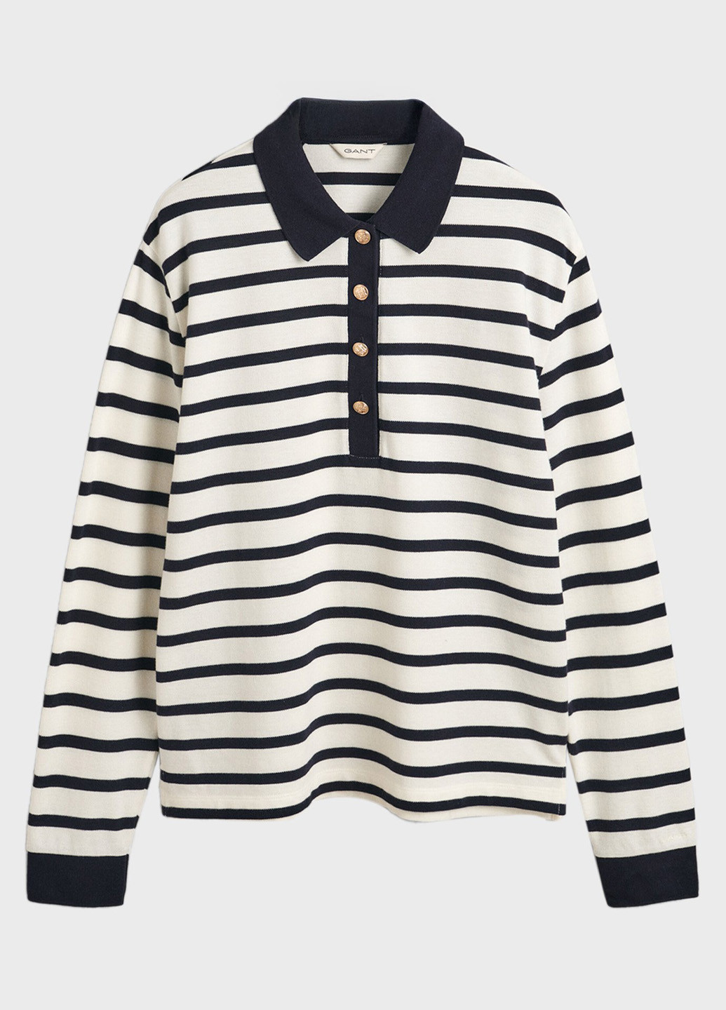 Молочная женская футболка-поло Gant в полоску