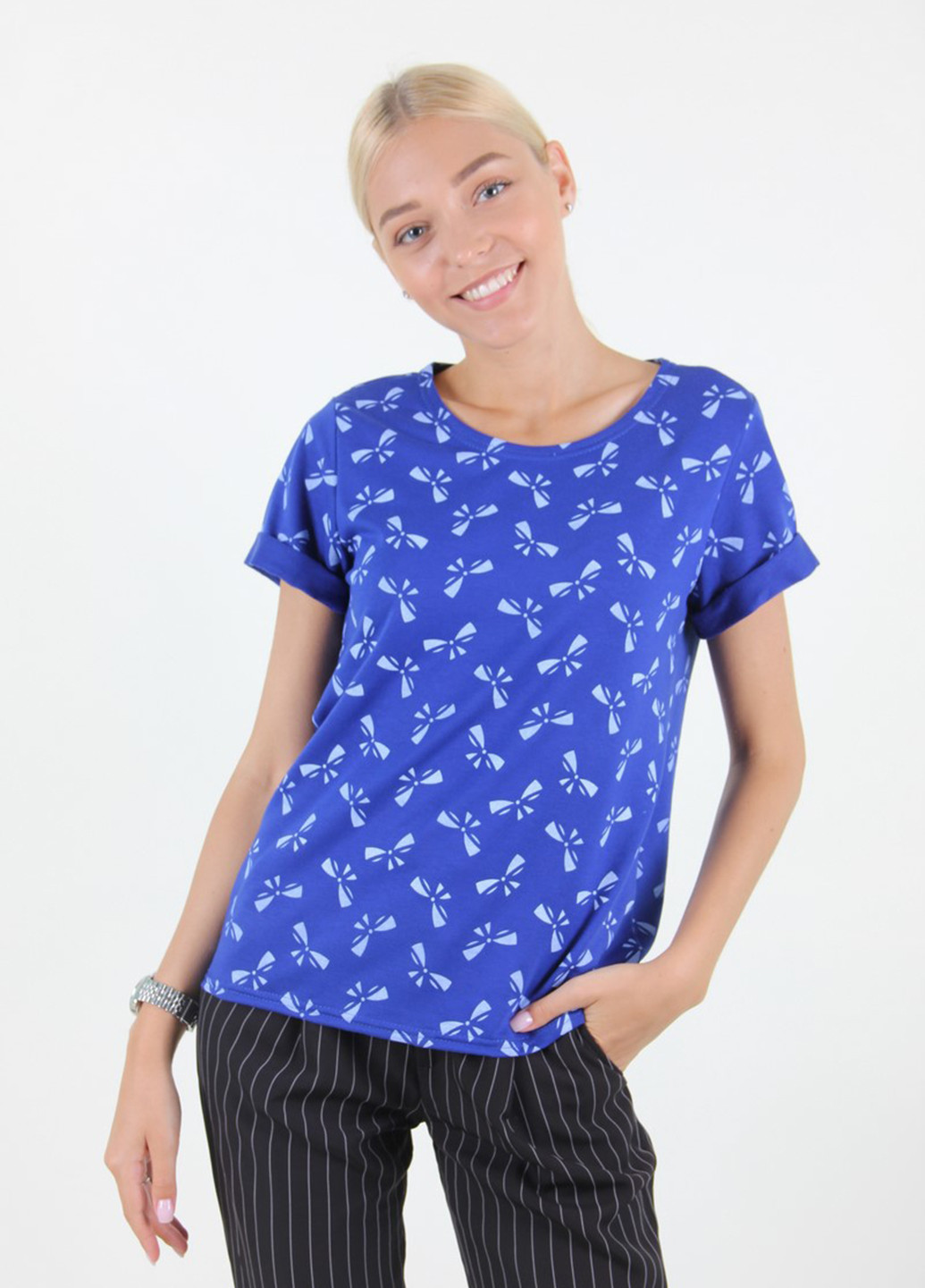 Синя літня футболка Miss Fashion