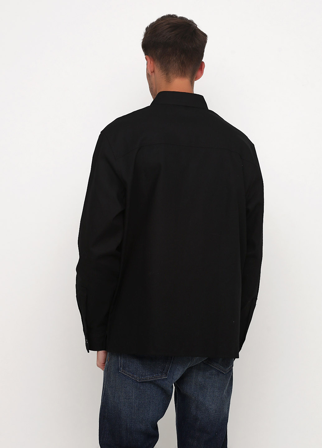 Черная кэжуал рубашка однотонная H&M Studio