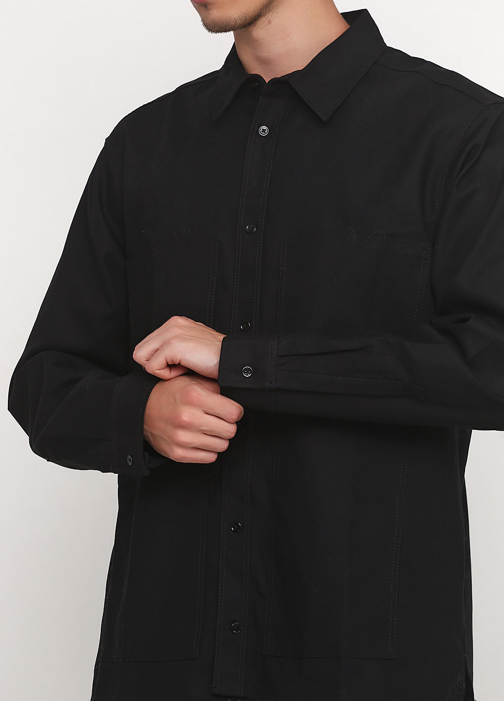 Черная кэжуал рубашка однотонная H&M Studio