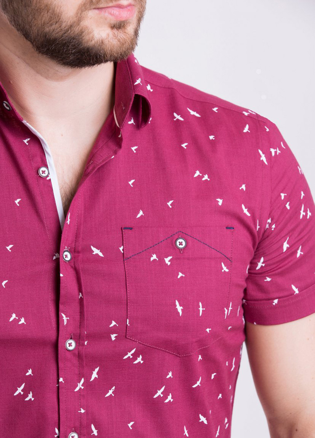 Светло-бордовая кэжуал рубашка с рисунком Trend Collection