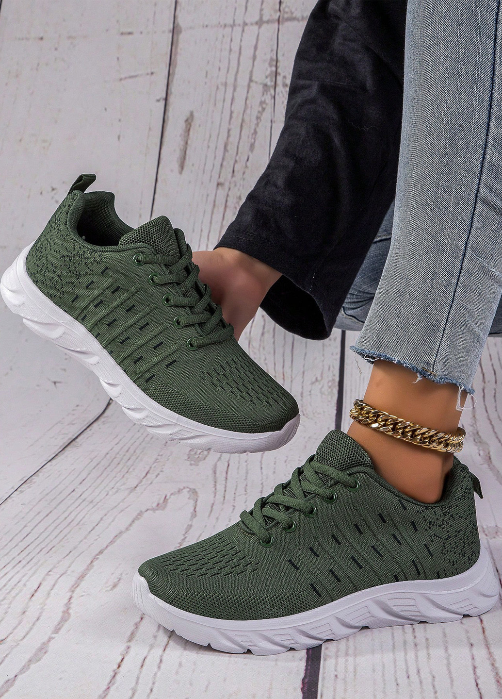 Кросівки SHEIN хакі демісезони (339828114)