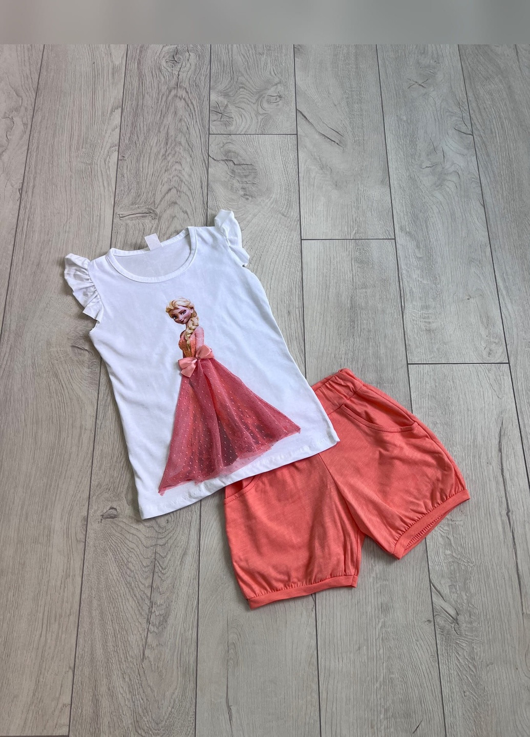 Помаранчевий літній костюм дитячий дівчинка помаранчевий Let's Shop