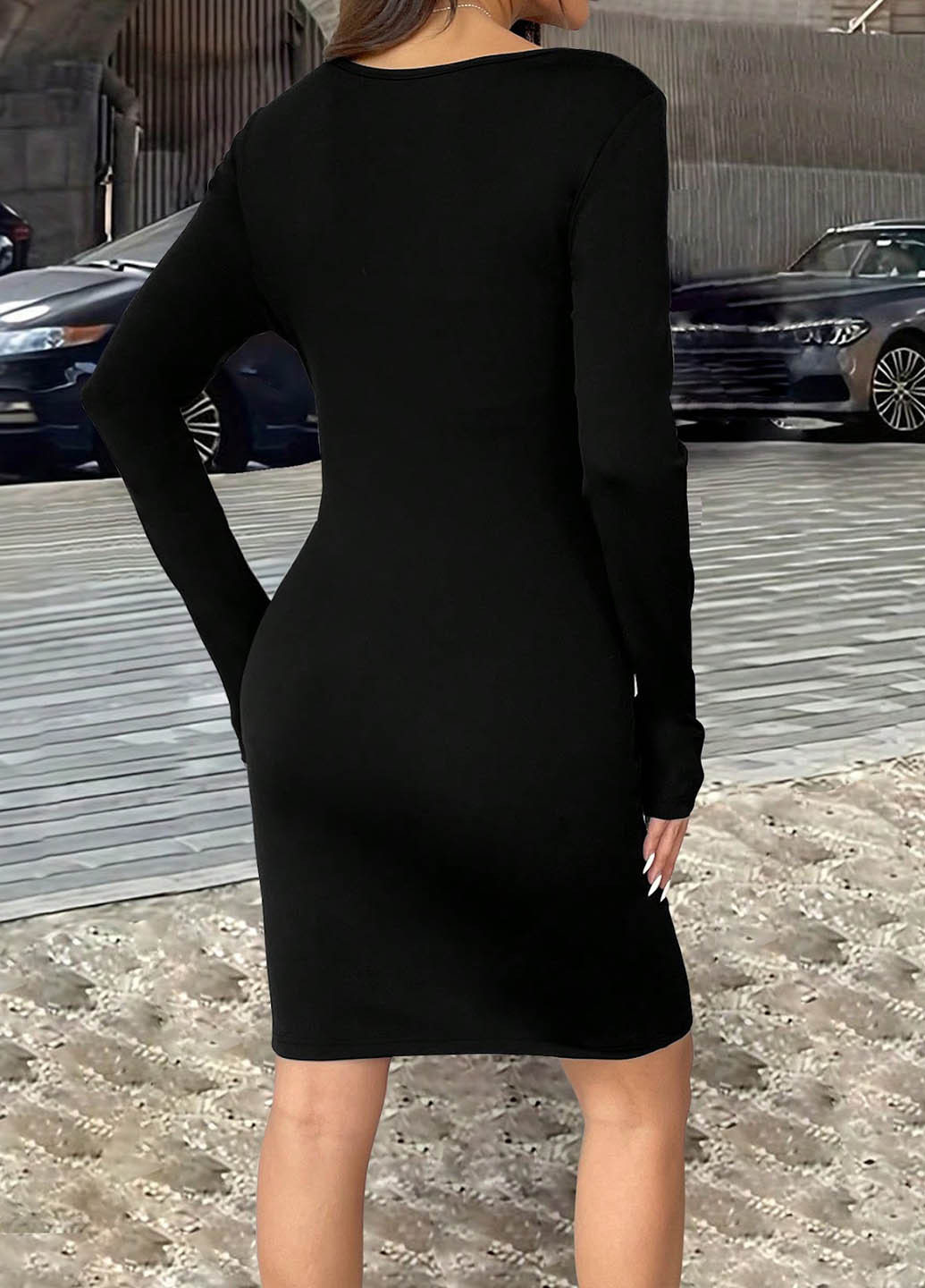 Чорна ділова, кежуал сукня футляр SHEIN однотонна