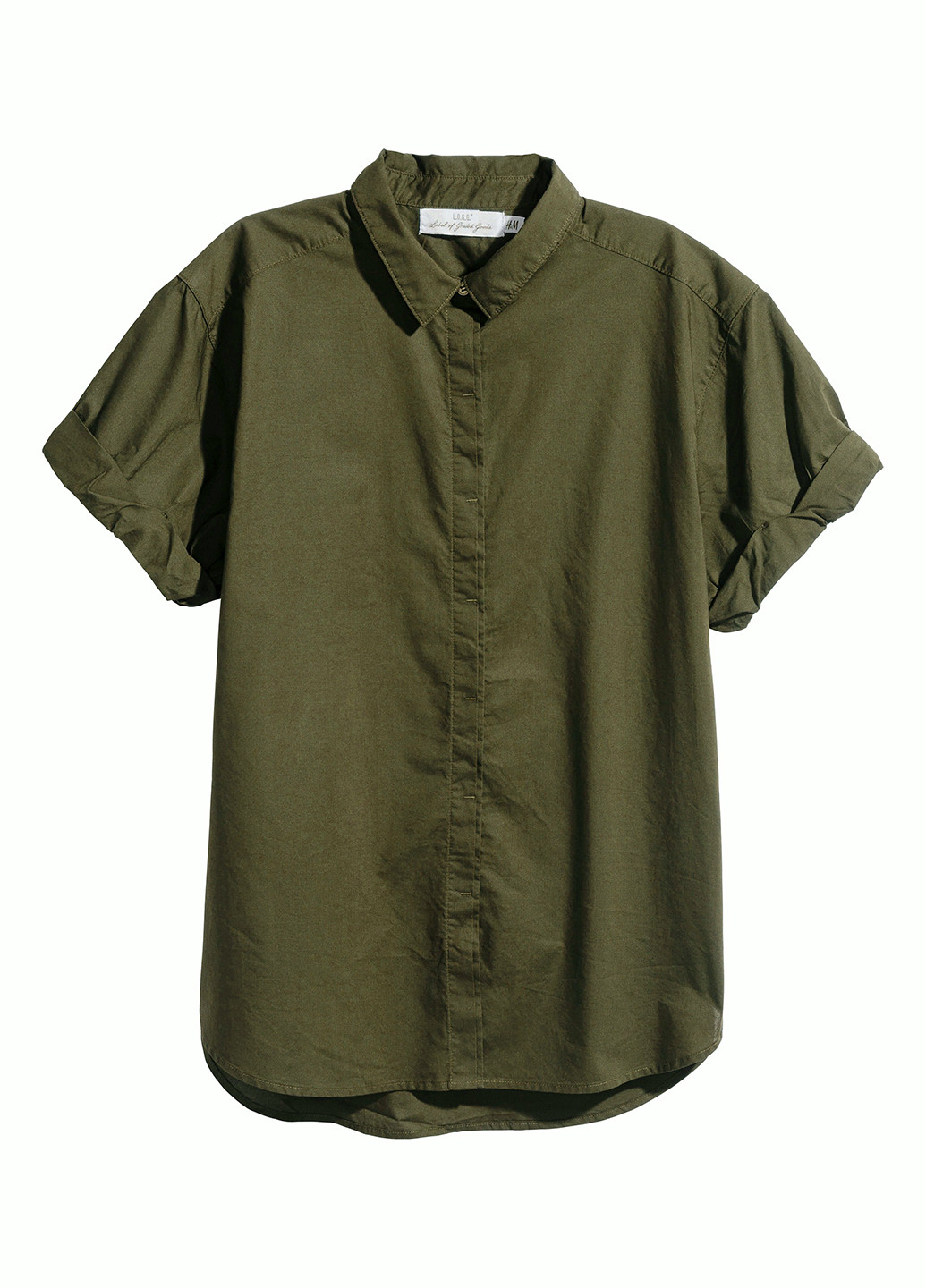 Оливковковая (хаки) кэжуал рубашка H&M с коротким рукавом