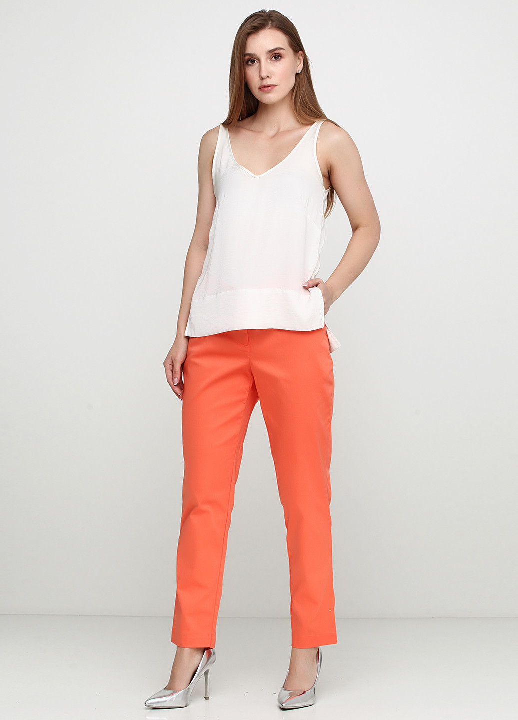 Светло-оранжевые кэжуал демисезонные зауженные брюки Signature