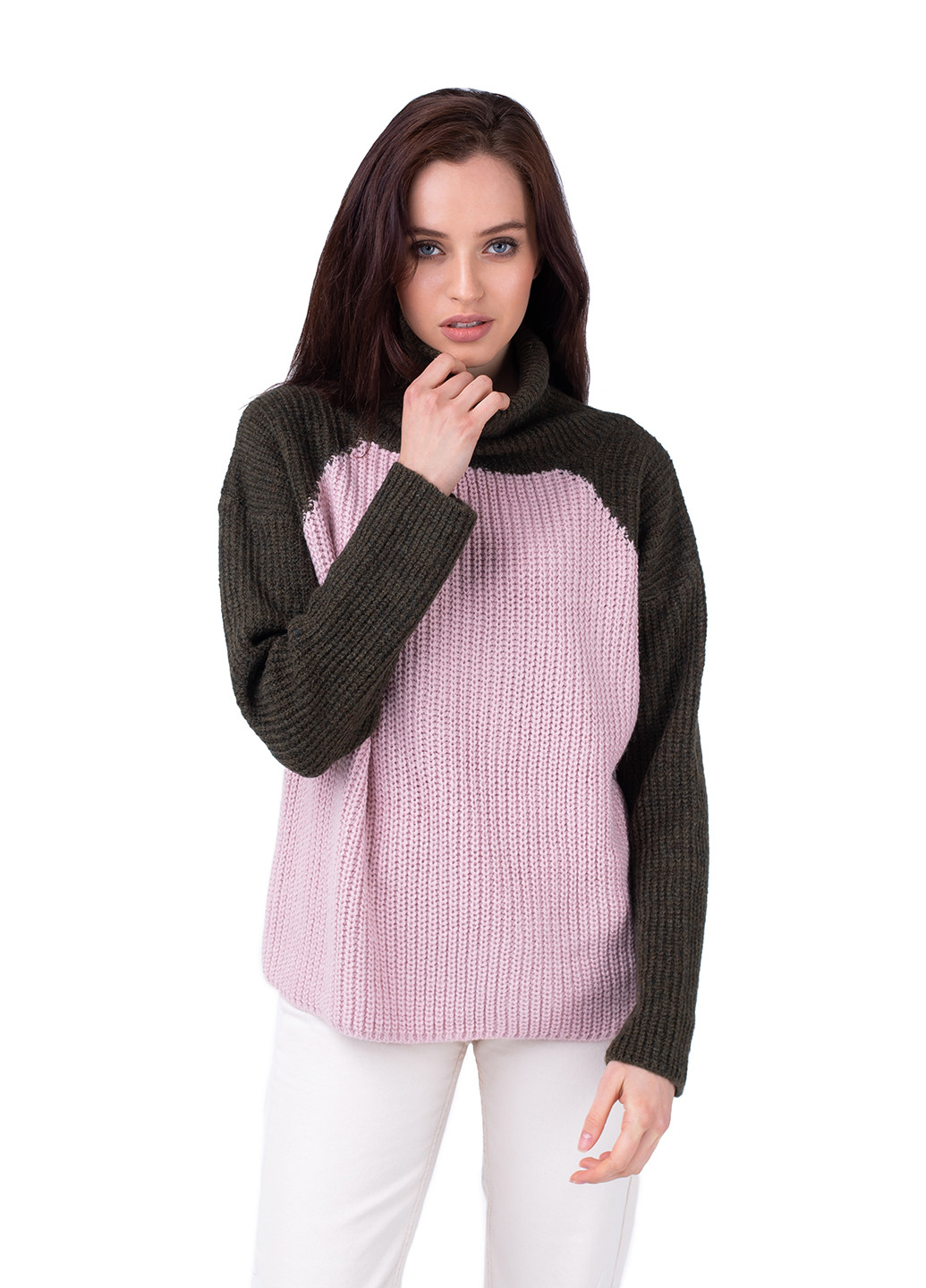 Оливковий (хакі) демісезонний светр жіночий Bakhur