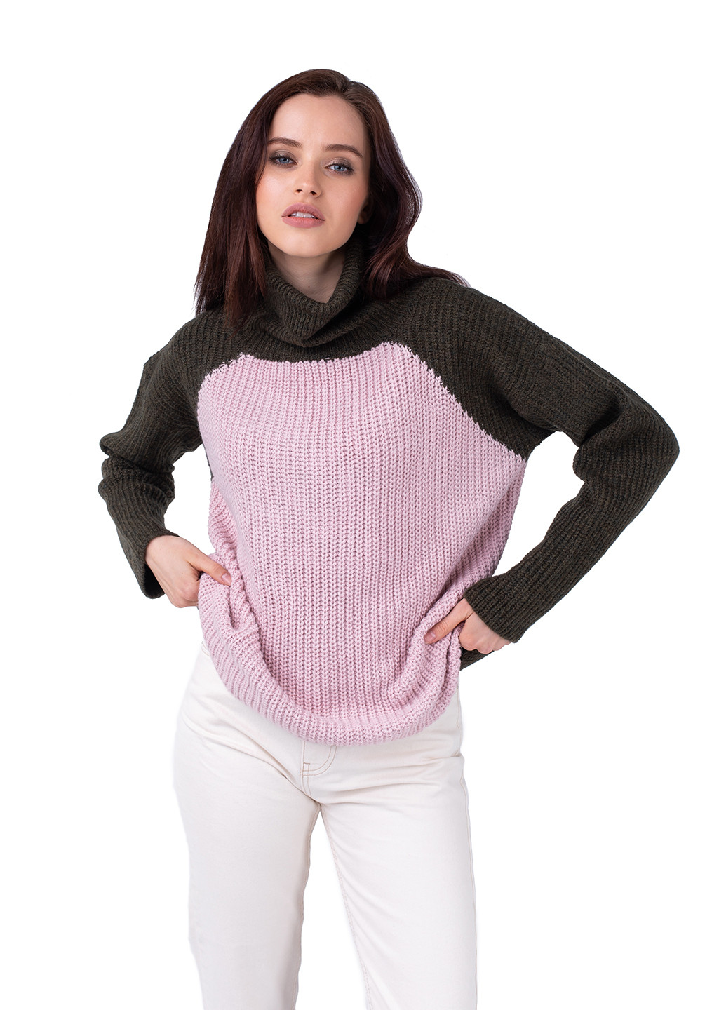 Оливковый (хаки) демисезонный свитер женский Bakhur