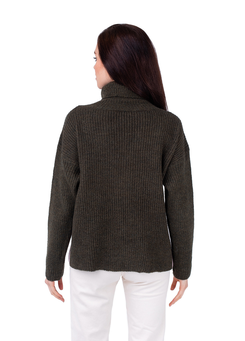 Оливковий (хакі) демісезонний светр жіночий Bakhur