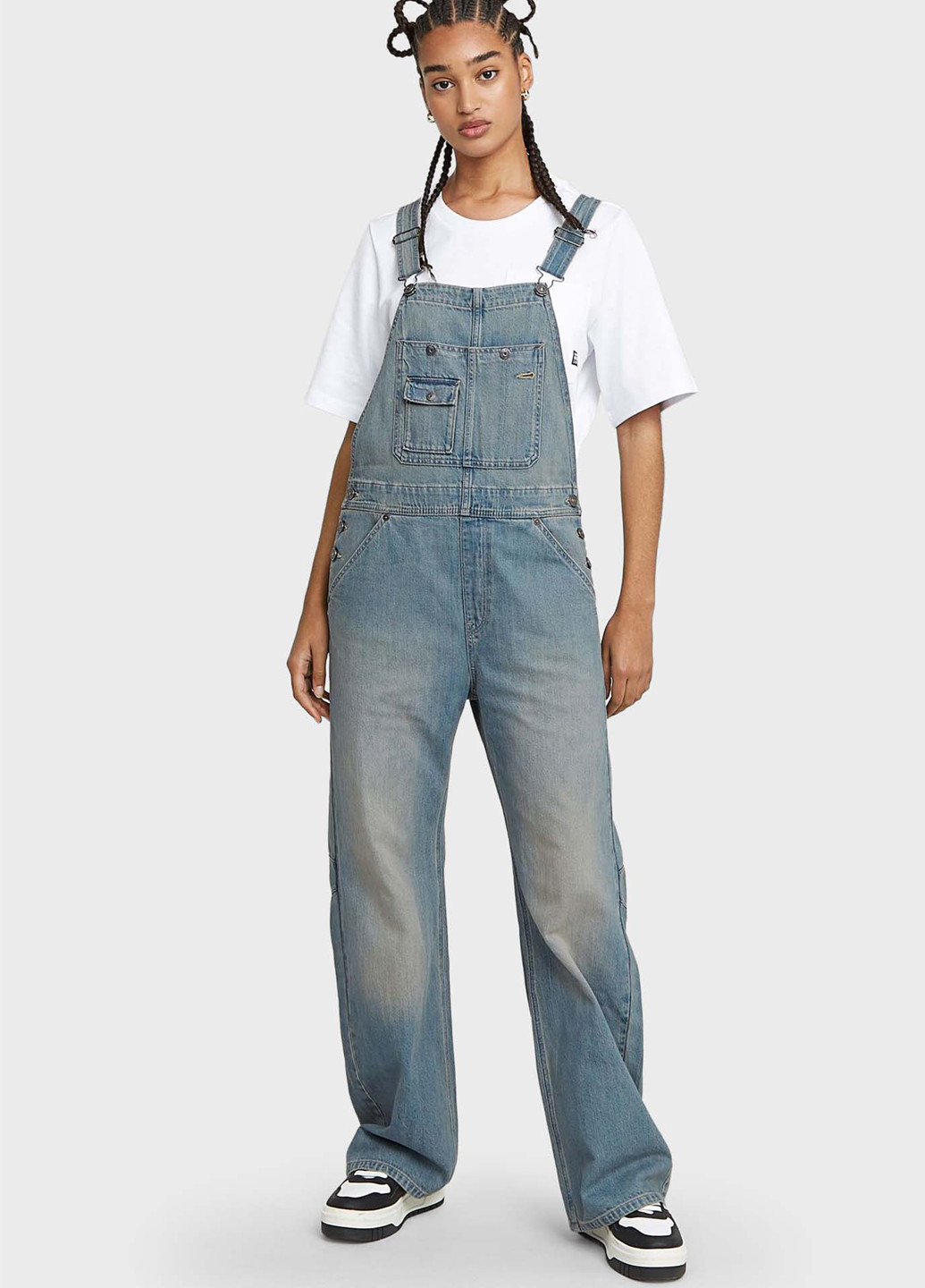 Комбинезон G-Star Raw комбинезон-брюки однотонный синий денил хлопок