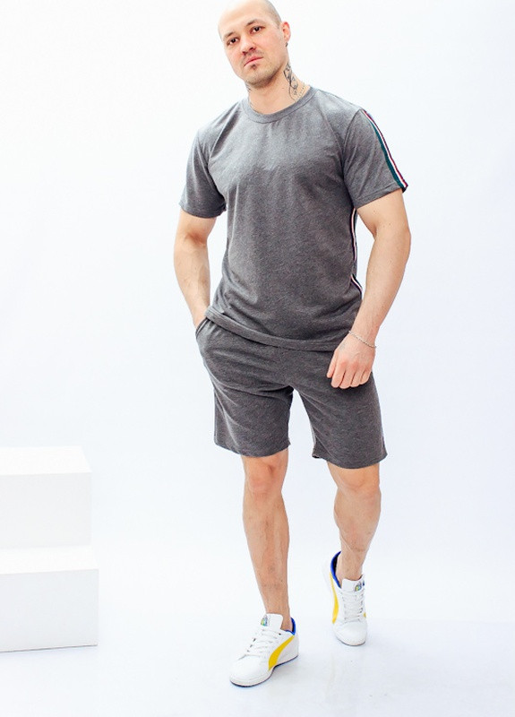 Темно-серый летний комплект мужской (футболка+бриджи) (p-6029) Носи своє
