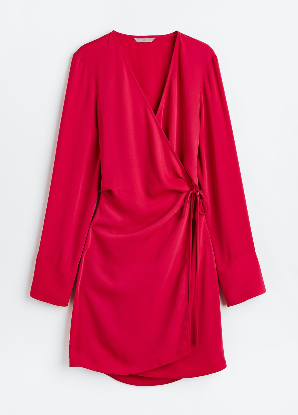 Малиновое кэжуал платье на запах H&M однотонное