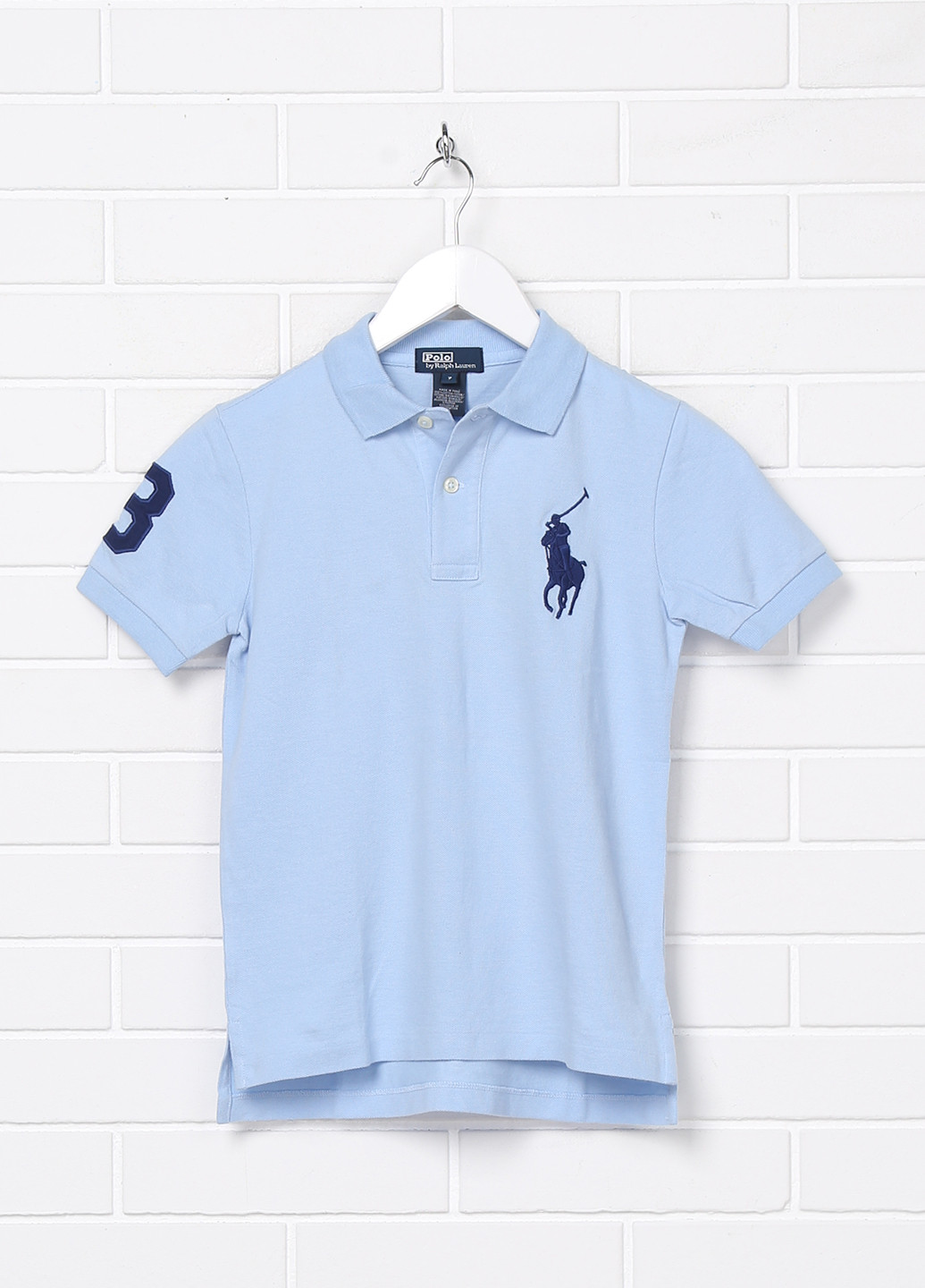 Голубой детская футболка-поло для мальчика Ralph Lauren с логотипом