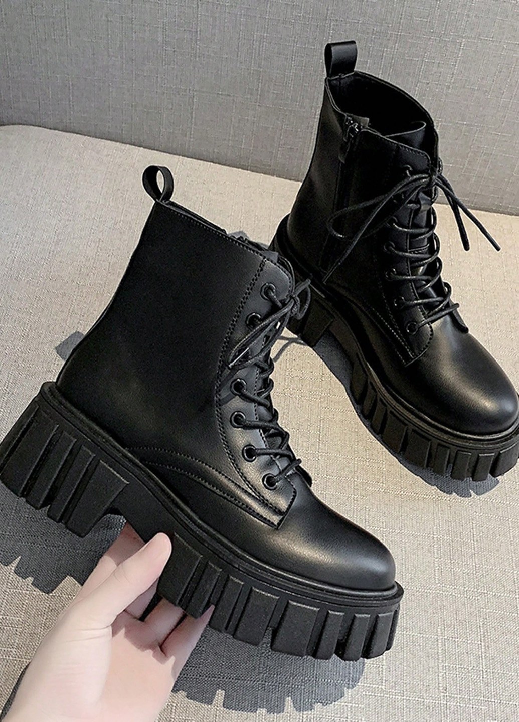 Осенние ботинки тимберленды SHEIN со шнуровкой из искусственной кожи