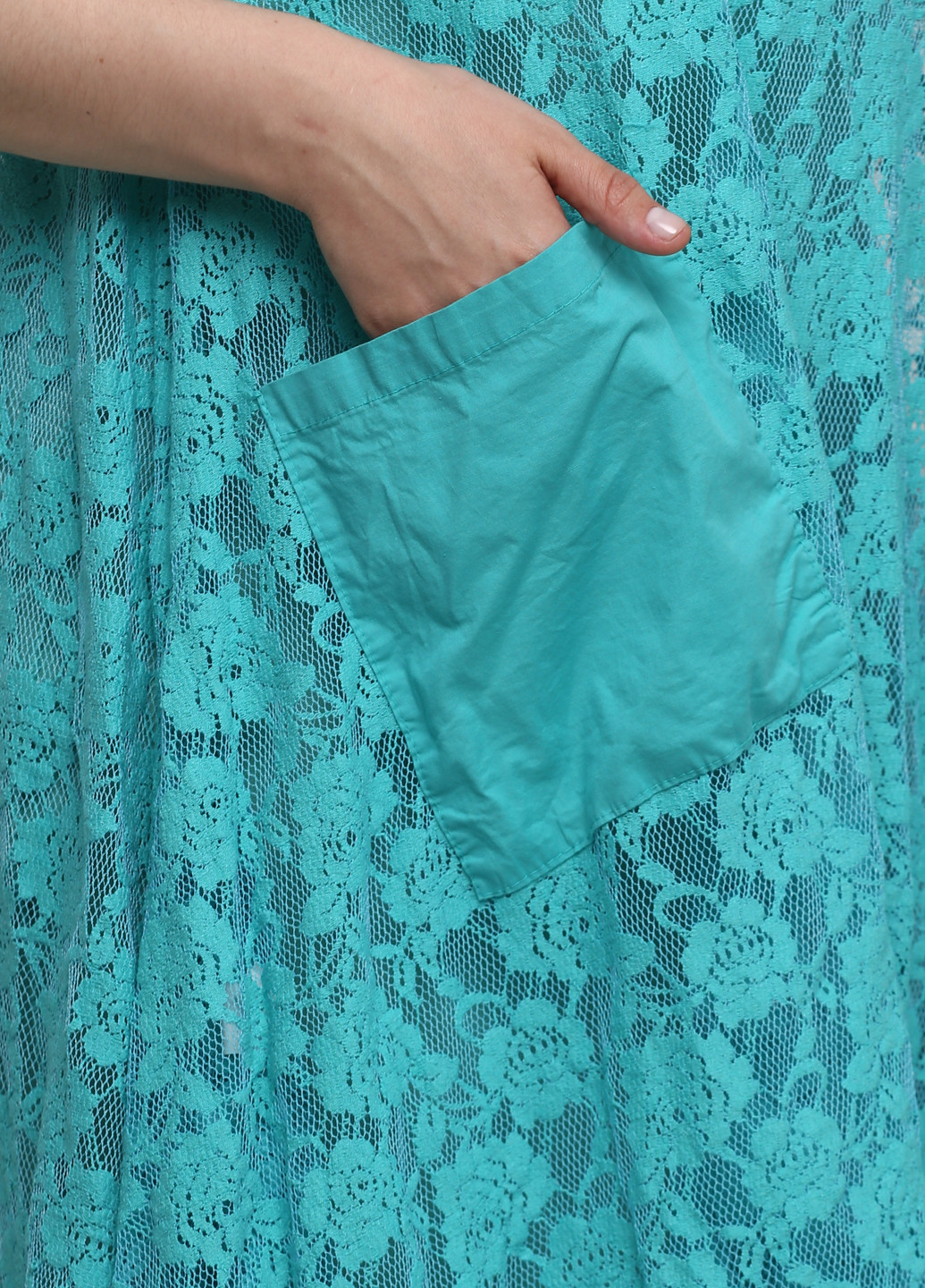 Бирюзовое кэжуал платье а-силуэт Made in Italy однотонное