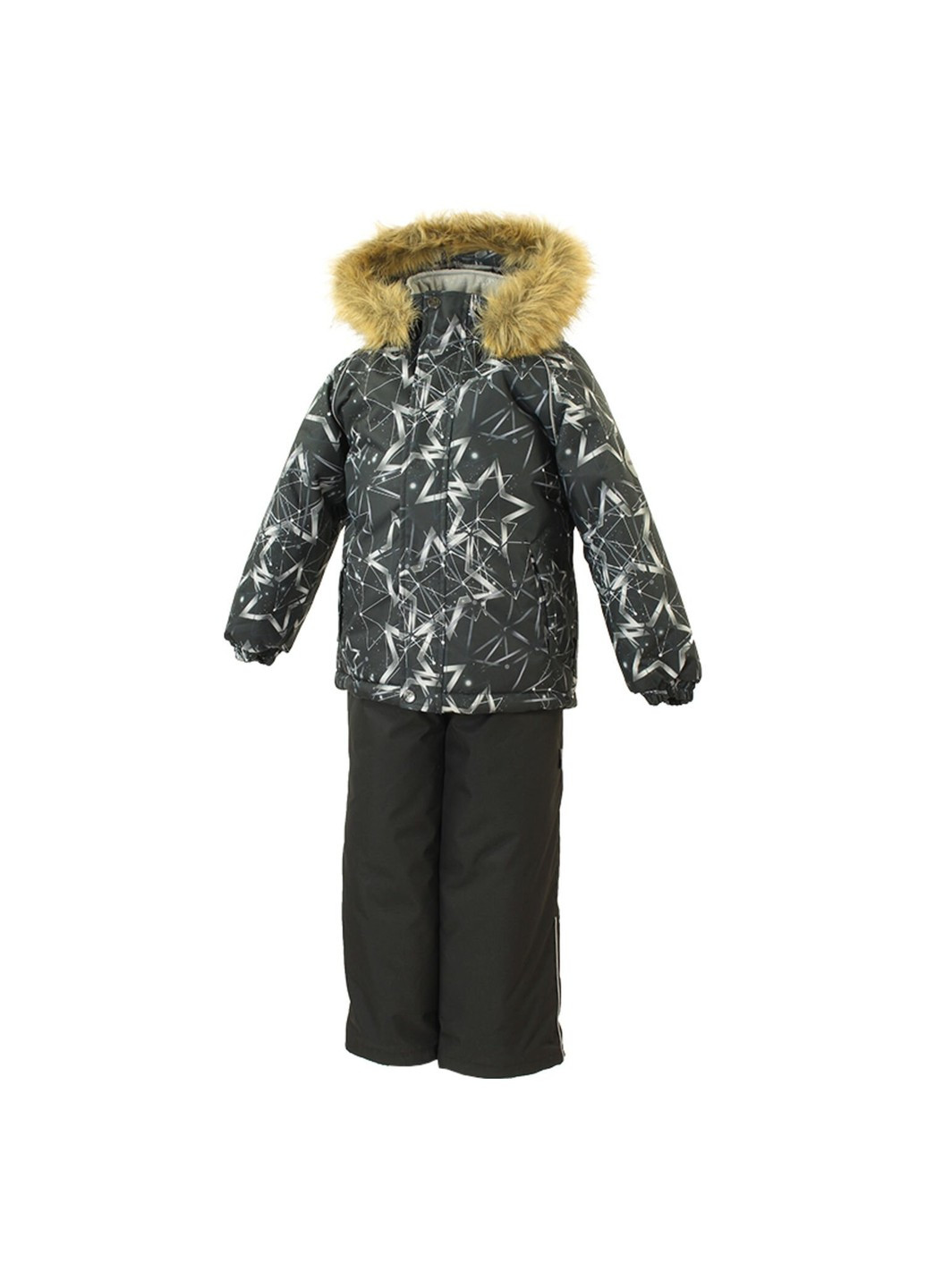 Чорний зимній комплект зимовий (куртка + напівкомбінезон) winter Huppa
