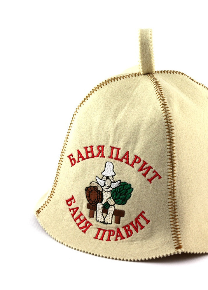 Банна шапка "Лазня парить, лазня править", штучне хутро, білий (LA-398) Luxyart (252611370)