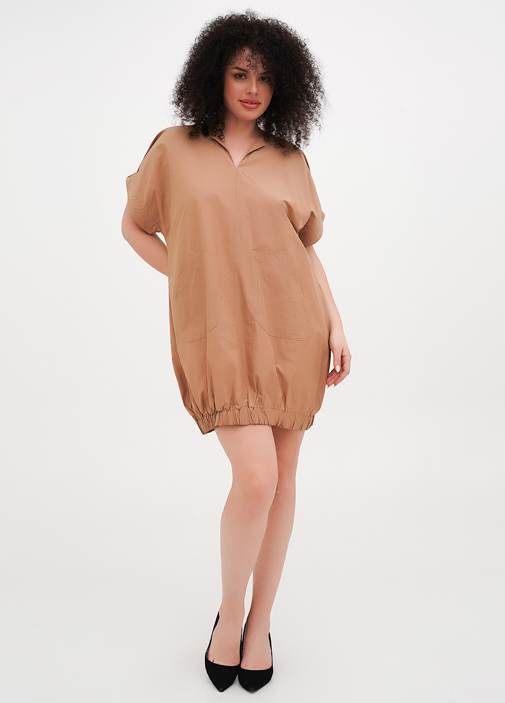 Бежевое кэжуал платье а-силуэт Babylon однотонное