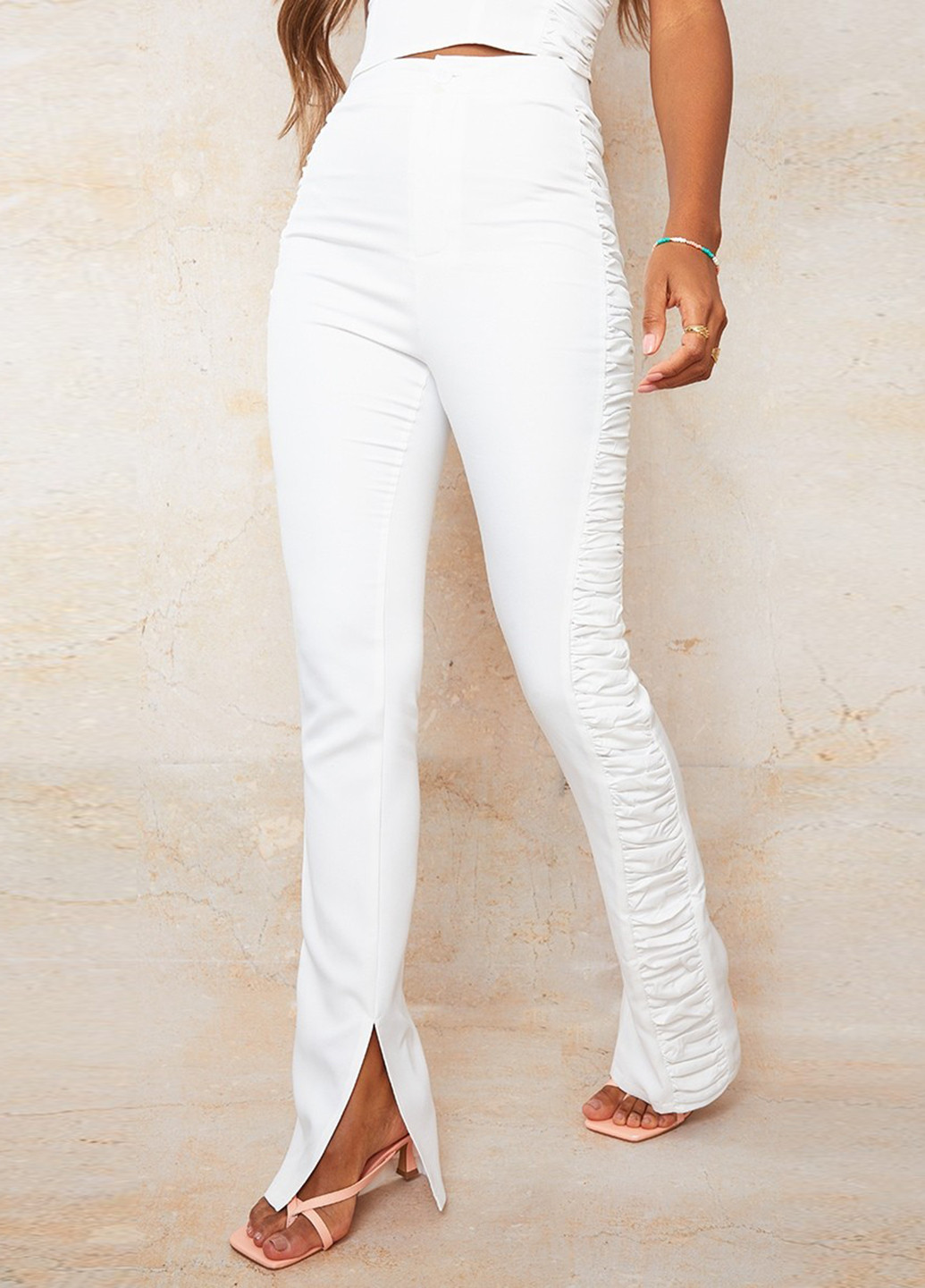 Белые кэжуал летние брюки PrettyLittleThing