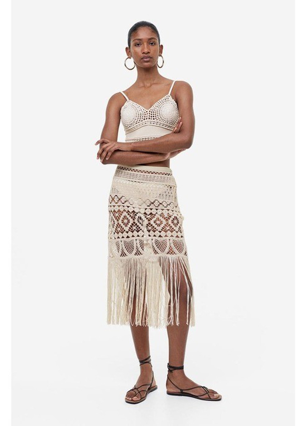 Светло-бежевая вечерний, пляжный однотонная юбка H&M