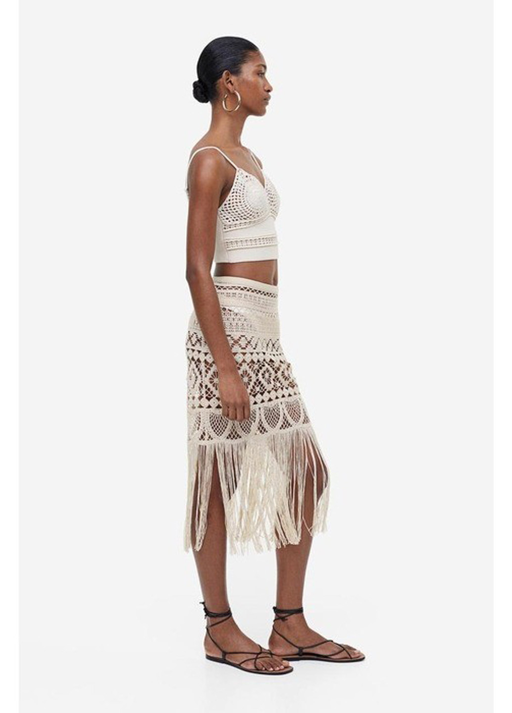 Светло-бежевая вечерний, пляжный однотонная юбка H&M