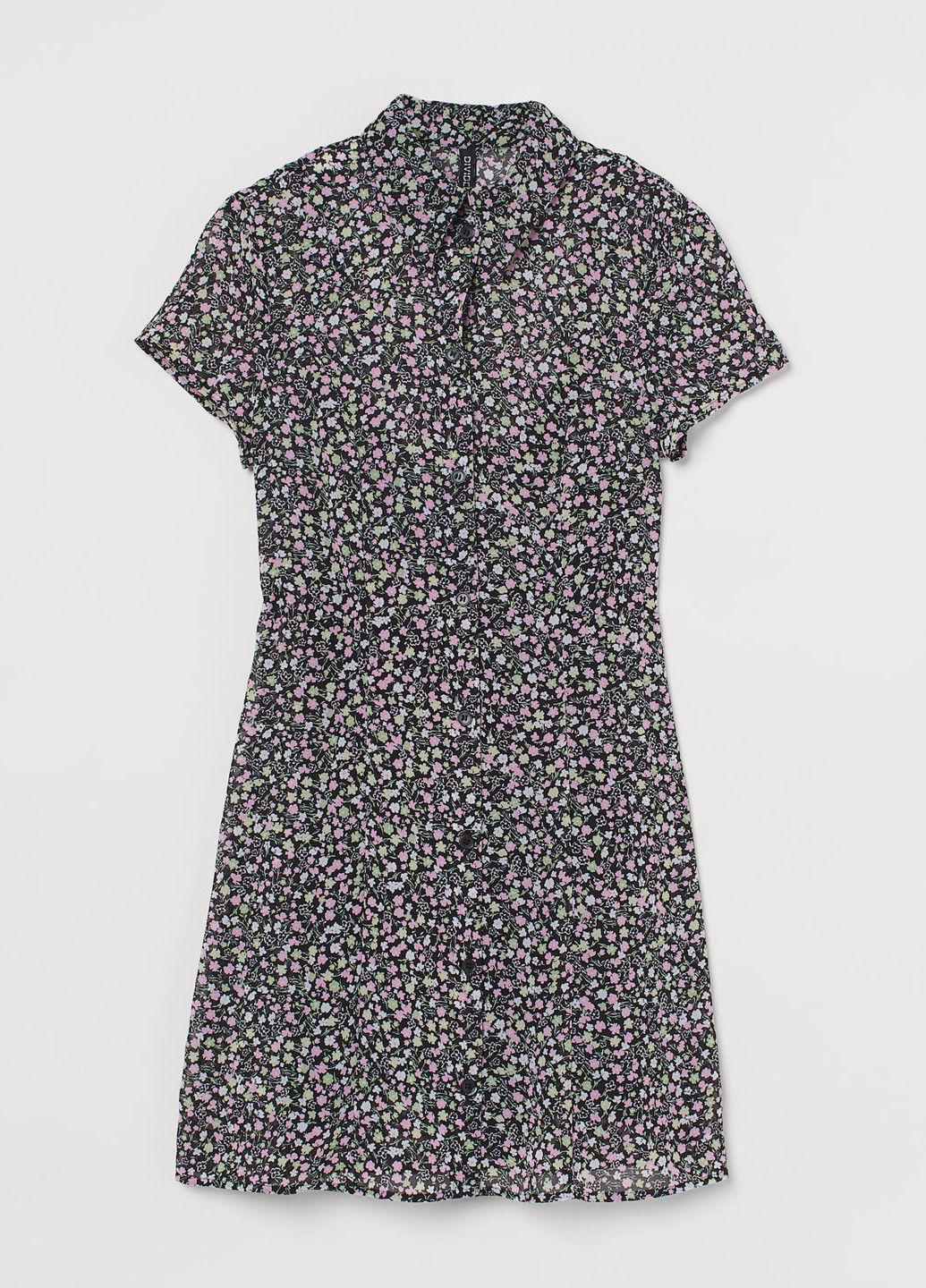 Комбинированное кэжуал платье рубашка H&M с цветочным принтом