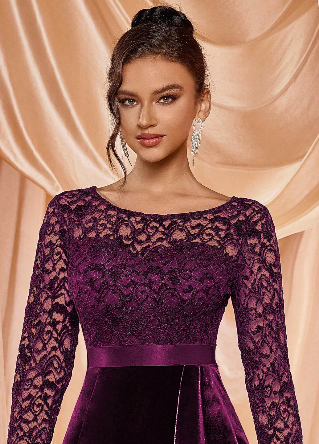 Бордовое коктейльное платье футляр SHEIN однотонное