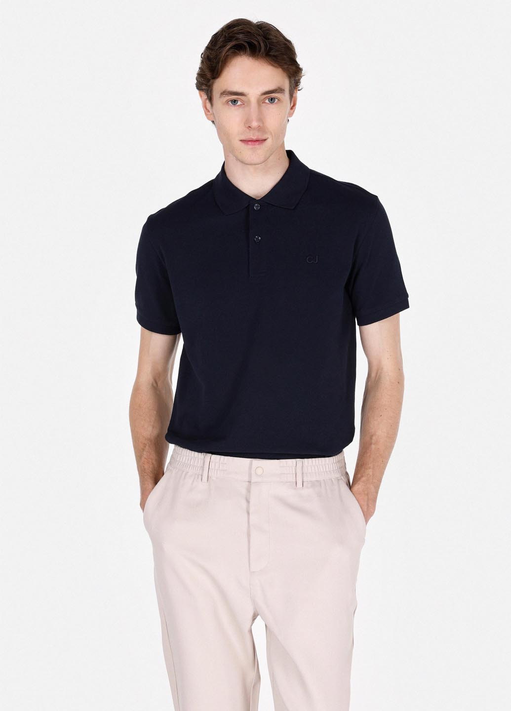 Черная футболка-поло для мужчин Colin's однотонная